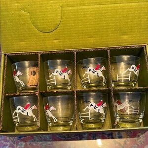 Libbey Holiday Equestrian Glass Set with Red Accents
